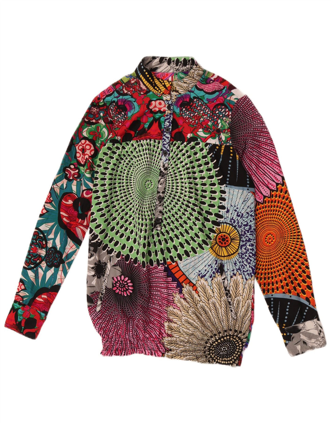 Desigual Damen Pullover-Hemdbluse UK 10 Kleines mehrfarbiges Patchwork