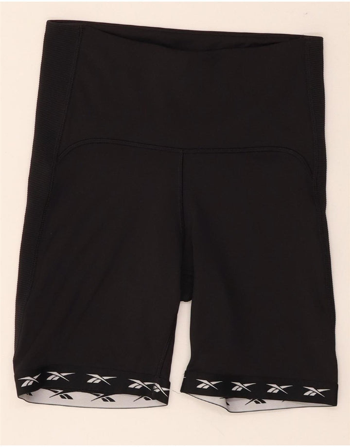 Reebok Damen Speedwick Graphic Sport Shorts UK 8/10 Small Schwarz Polyester