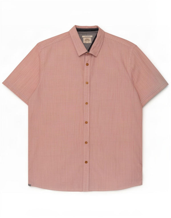White Stuff Herren-Hemd, kurzärmelig, klassische Passform, XL, rosa Nadelstreifen, Baumwolle