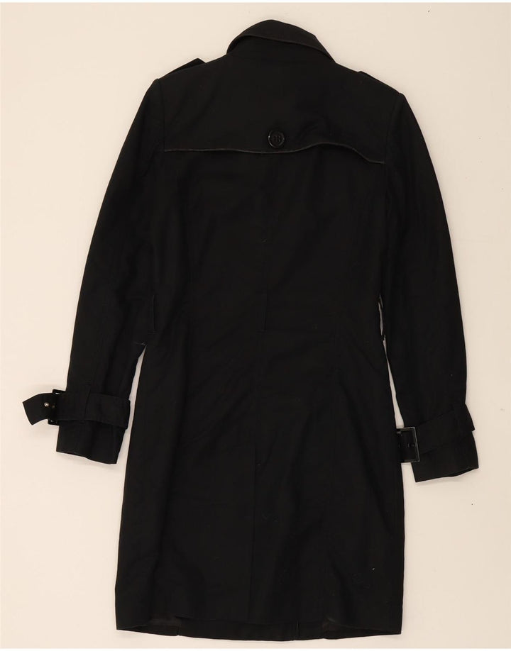 OASIS Womens Trench Coat UK 10 Small Black Cotton Vintage Oasis and Second-Hand Oasis from Messina Hembry 