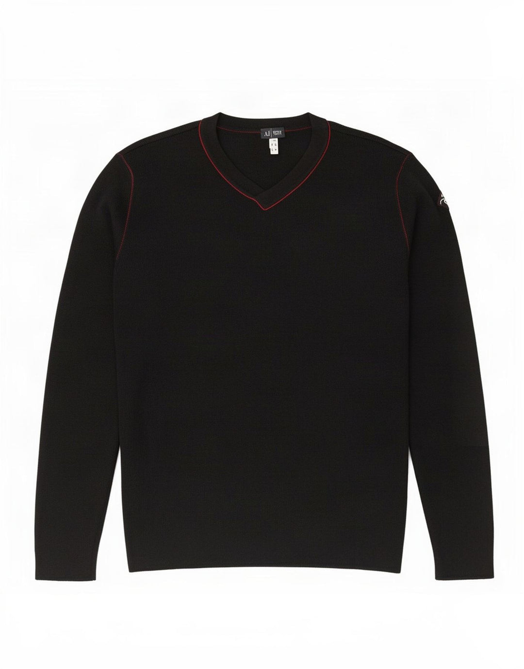 Armani Jeans Herren-Pullover mit V-Ausschnitt, mittelschwarze Wolle