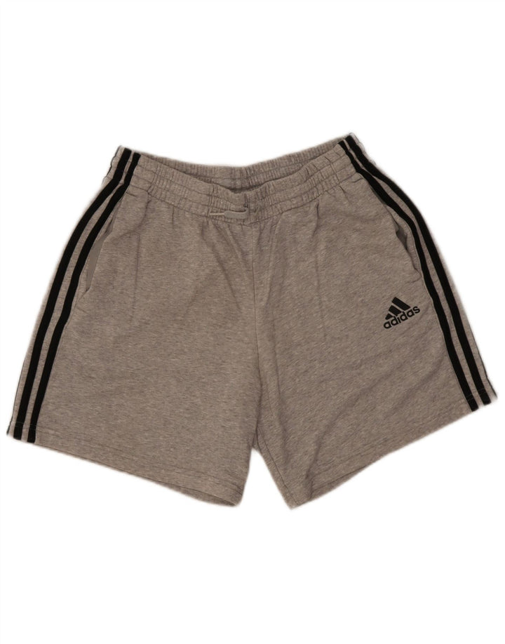 Adidas Herren-Sportshorts aus mittelgrau gefleckter Baumwolle