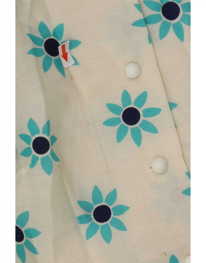 Vintage Damen Maxi Pullover Hemdkleid UK 10 Small White Floral