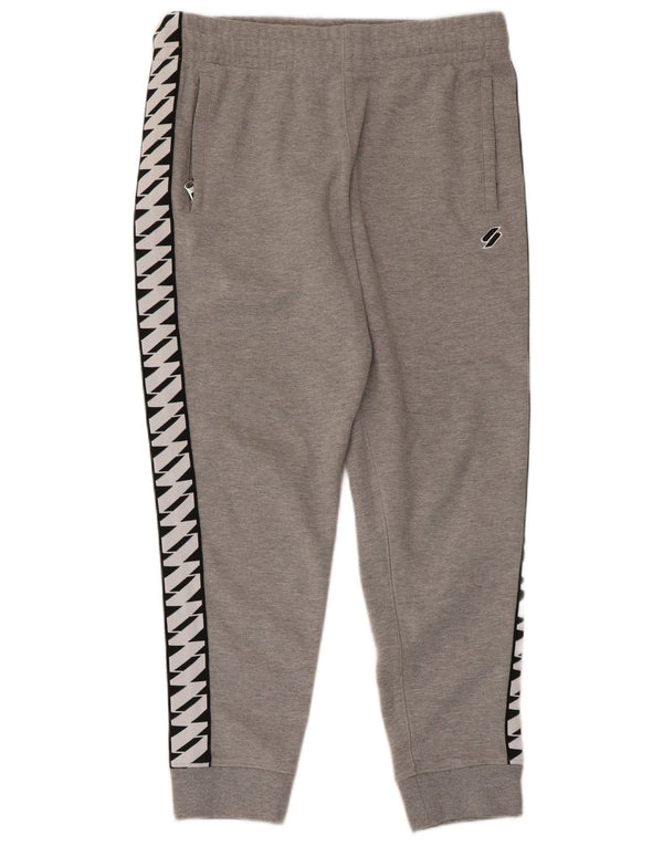 Superdry Herren-Trainingsanzug-Hose mit Grafik, mittelgrau, Farbblock-Design