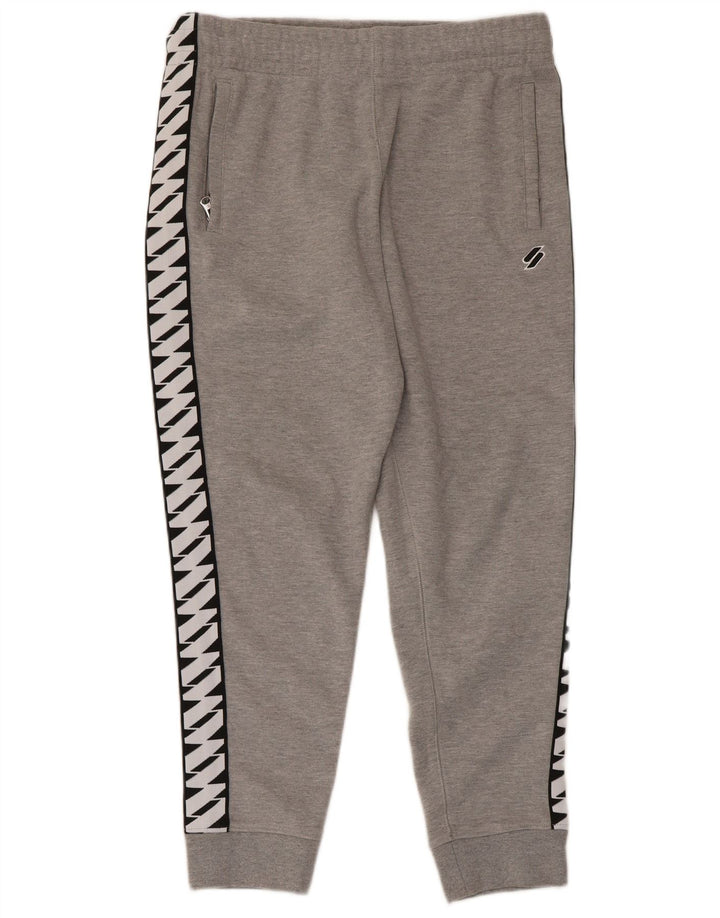 Superdry Herren-Trainingsanzug-Hose mit Grafik, mittelgrau, Farbblock-Design