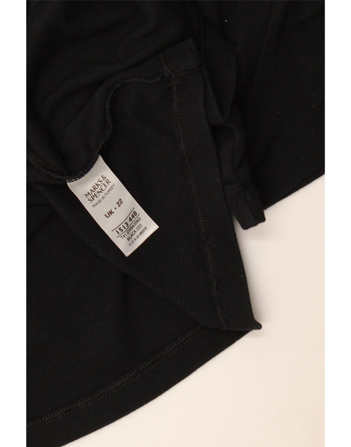 Marks & Spencer Damen Bluse Top UK 22 3XL Schwarz Baumwolle