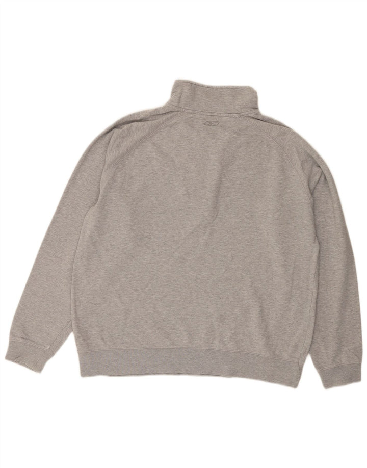 REEBOK Mens Zip Neck Sweatshirt Jumper Large Grey Flecked Cotton