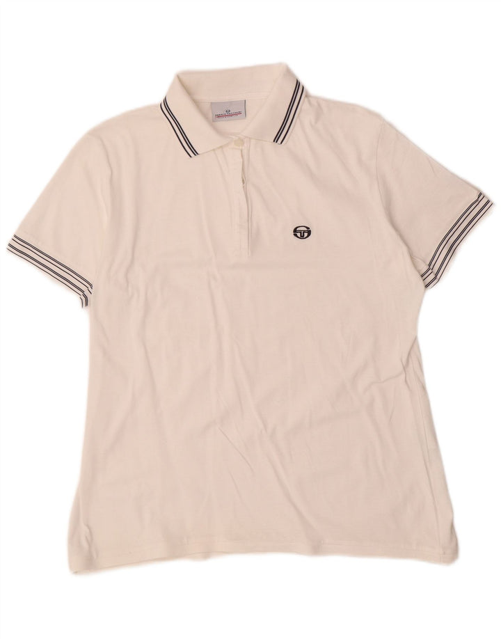 Sergio Tacchini Damen Poloshirt IT 48 XL Weiße Baumwolle