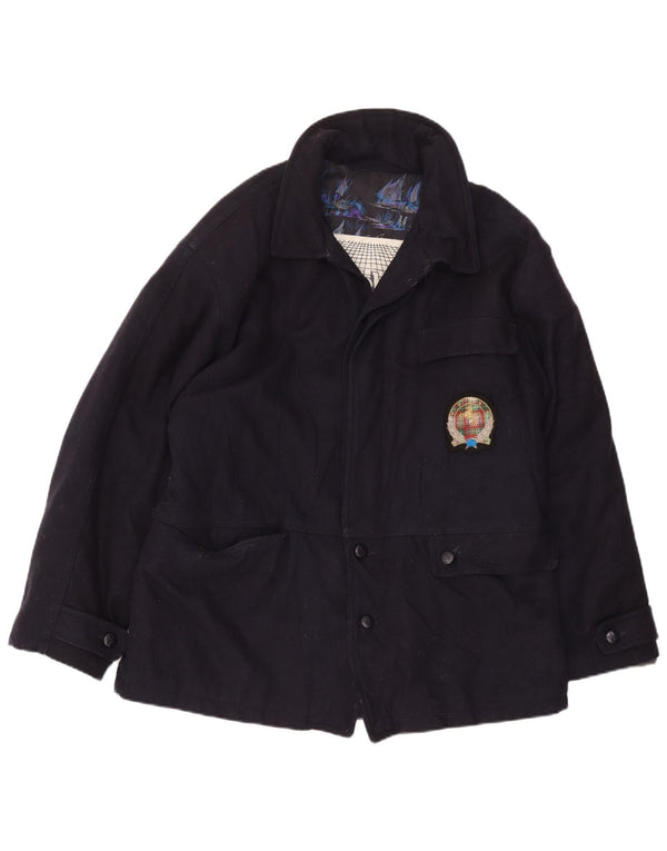 Vintage Herren Kurzmantel UK 40 Große marineblaue Wolle