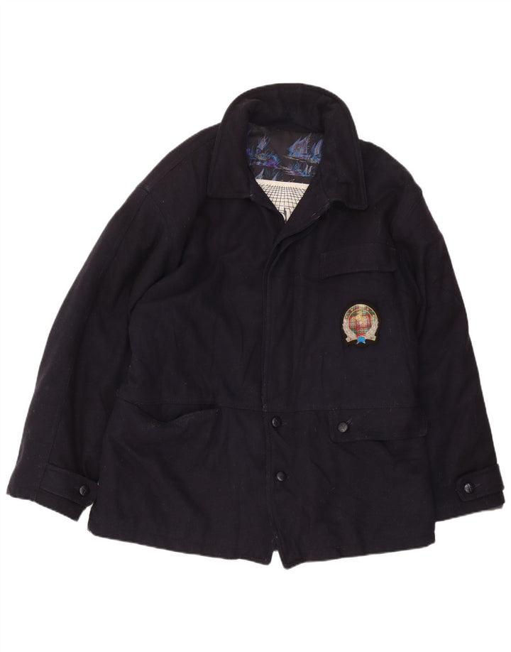 Vintage Herren Kurzmantel UK 40 Große marineblaue Wolle