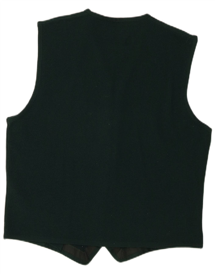 Trussardi Ärmelloser Herren-Cardigan-Pullover US 6 Mittelgrüne Merinowolle