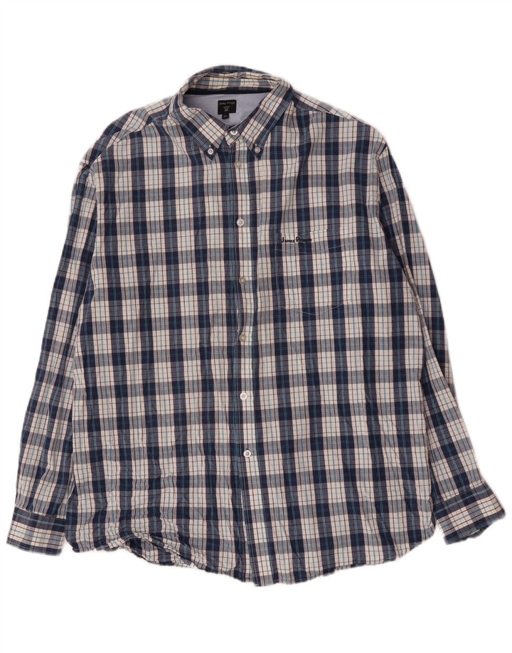 James Pringle Herrenhemd XL, blau kariert, Baumwolle