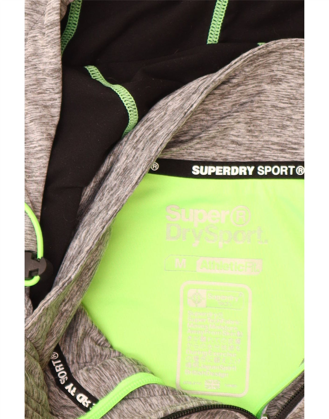 SUPERDRY Damen Athletic Fit Graphic Zip Hoodie Pullover UK 12 Mittelgrau