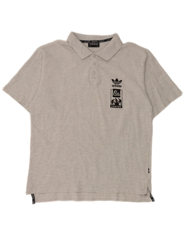Adidas Herren-Poloshirt mit Grafik, UK 44/46, große grau gefleckte Baumwolle