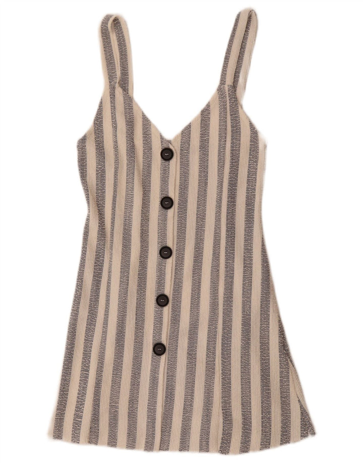 Ärmelloses Mini-A-Linien-Kleid von Zara für Damen, Größe S, weiß, gestreift, Polyester