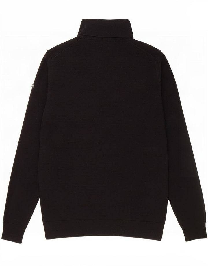 Superdry Rollkragenpullover für Herren, groß, aus schwarzer Merinowolle
