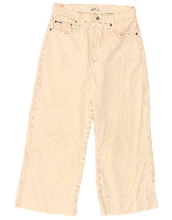 Polo Ralph Lauren Damen-Jeans mit hoher Taille und weitem Bein, kurz geschnitten, W29, L25, Beige