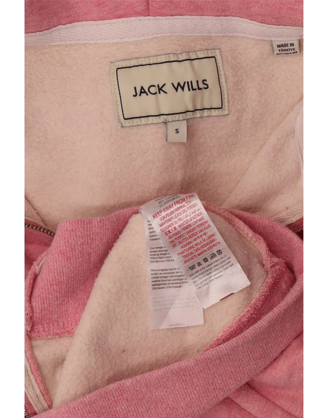 JACK WILLS Damen-Pullover mit Kapuze, übergroß, mit Reißverschluss, Gr. 10, Größe S, Rosa, Baumwolle