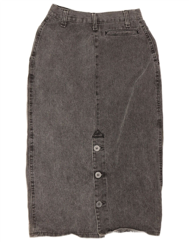 VINTAGE Damen Jeansrock W26 Kleine graue Baumwolle