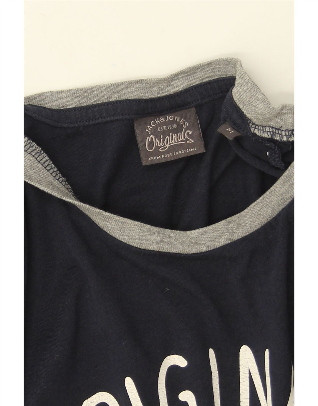 Jack & Jones Herren-Grafik-Oberteil, langärmelig, mittelblau, Baumwolle