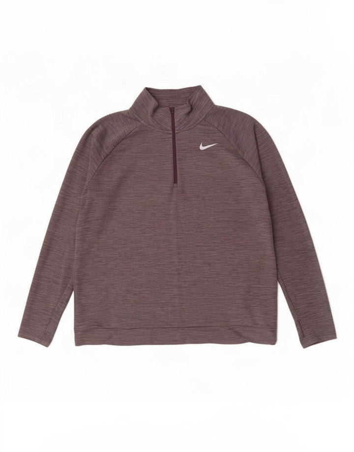 Nike Herren Dri Fit Pullover-Trainingsanzugoberteil mit Reißverschluss, XL, grau geflecktes Polyester