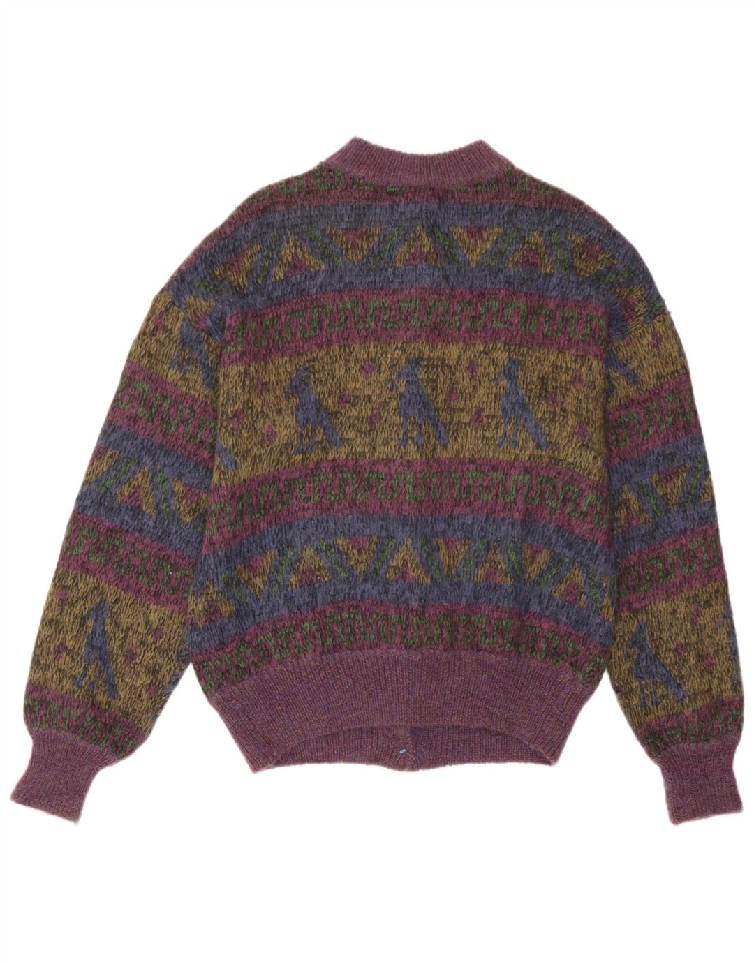 Vintage Damen Cardigan Pullover UK 14 Medium Mehrfarbig Geometrisch