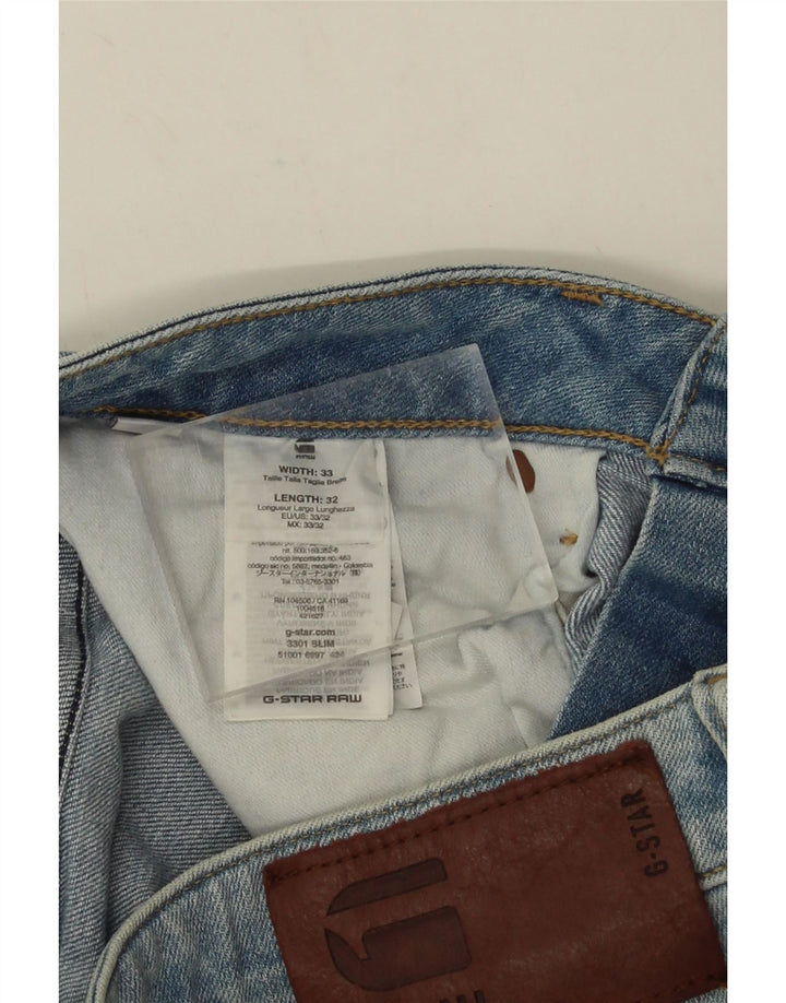G-Star Herren 3301 Slim Jeans W33 L32 Blaue Baumwolle