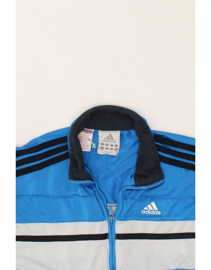 ADIDAS Boys Tracksuit Top Jacket 9-10 Years Blue Colourblock Polyester Vintage Adidas and Second-Hand Adidas from Messina Hembry 