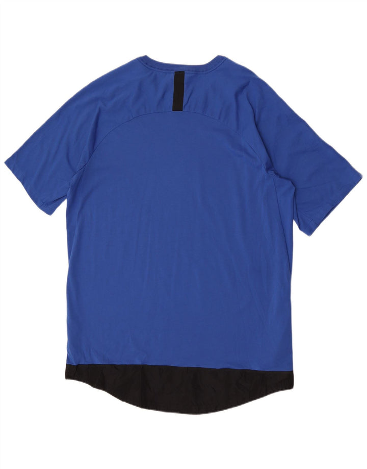Nike Herren-T-Shirt-Oberteil, großes blaues Farbblock-Polyester