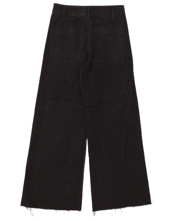 Zara Damen The Marine Wide Leg Jeans EU 38 Small W28 L28 Schwarze Baumwolle