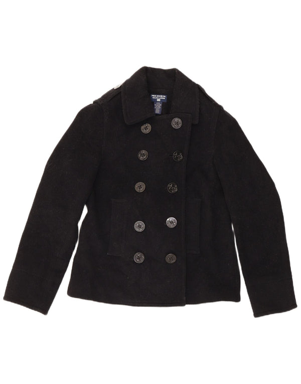 Ralph Lauren Damen Pea Coat UK 14 Mittelschwarze Wolle