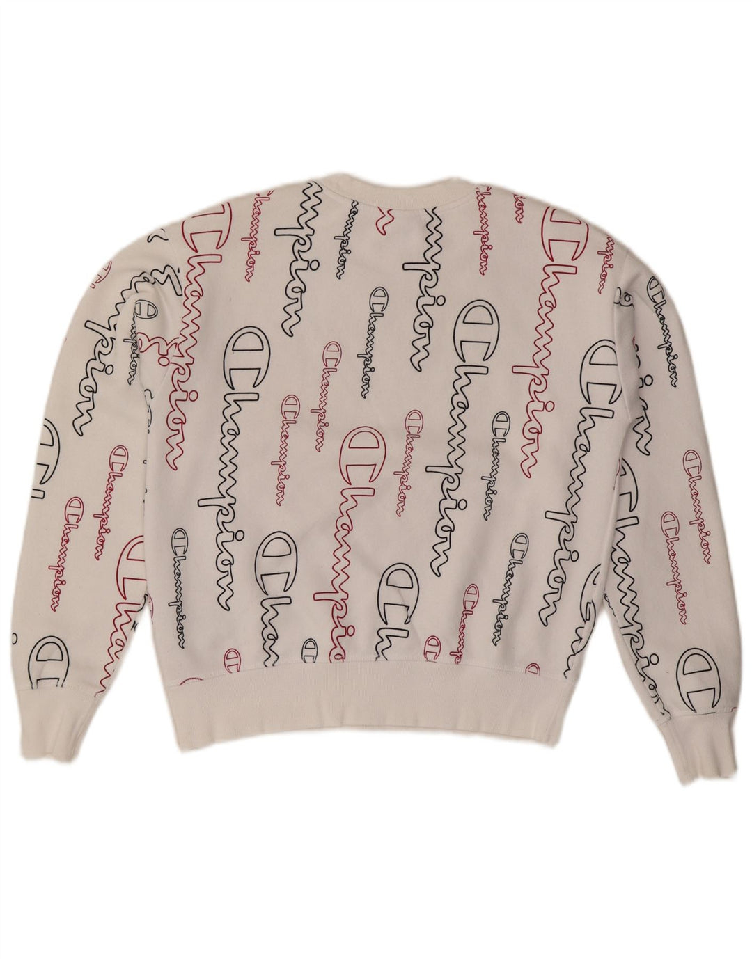 CHAMPION Womens Graphic Oversized Sweatshirt Pullover UK 10 Small Weiß