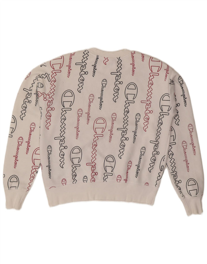 CHAMPION Womens Graphic Oversized Sweatshirt Pullover UK 10 Small Weiß
