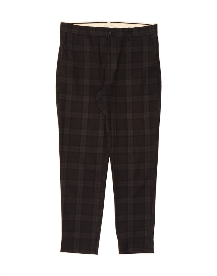 PIER ONE Mens Slim Casual Trousers W32 L28 Grey Check Polyester Vintage Pier One and Second-Hand Pier One from Messina Hembry 