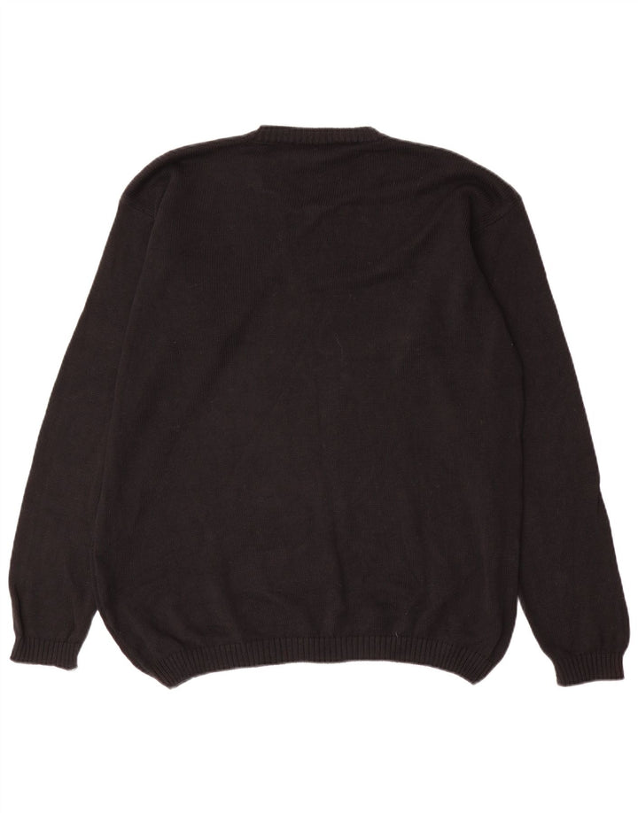 Armani Jeans Herren-Pullover mit V-Ausschnitt, groß, schwarze Baumwolle