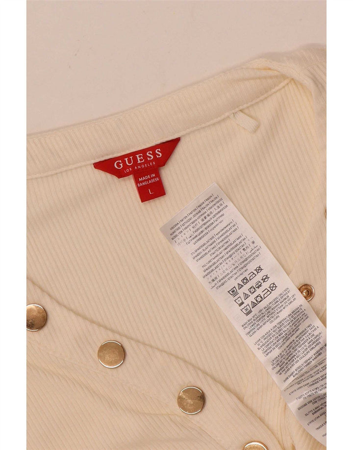 Guess Damen Top Langarm UK 14 Large Off White Viscose