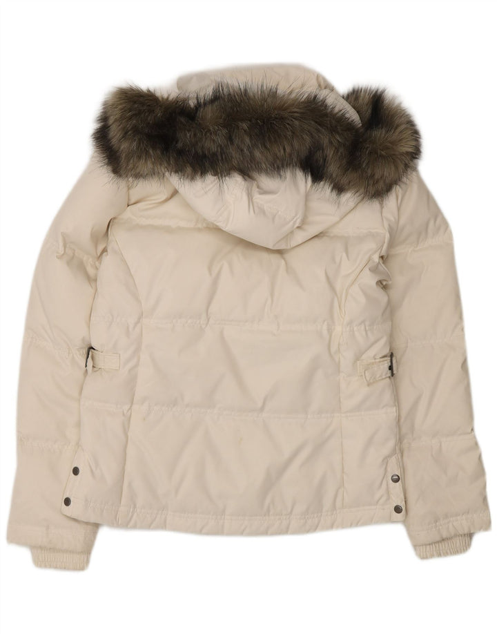 Columbia Damen-Kapuzen-Übergröße, wattierte Jacke, UK 10, Größe S, weiß, Polyester