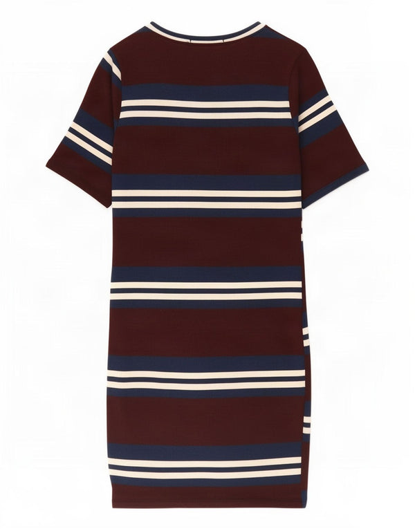 Topshop Womens Petite T-Shirt-Kleid UK 8 Kleines Burgunderrot gestreift