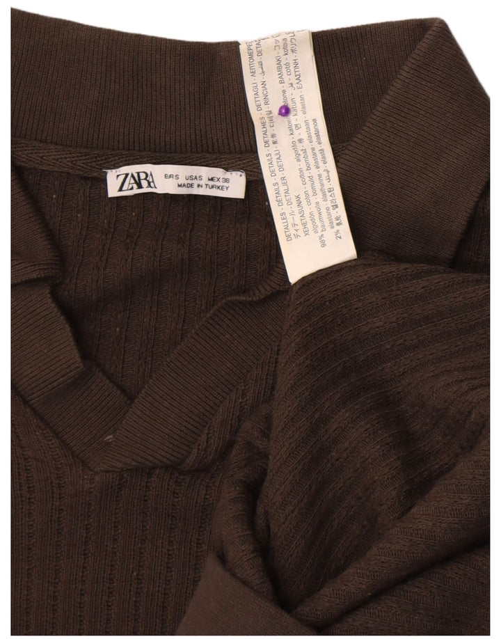 Zara Herren-Poloshirt, kleine braune Baumwolle