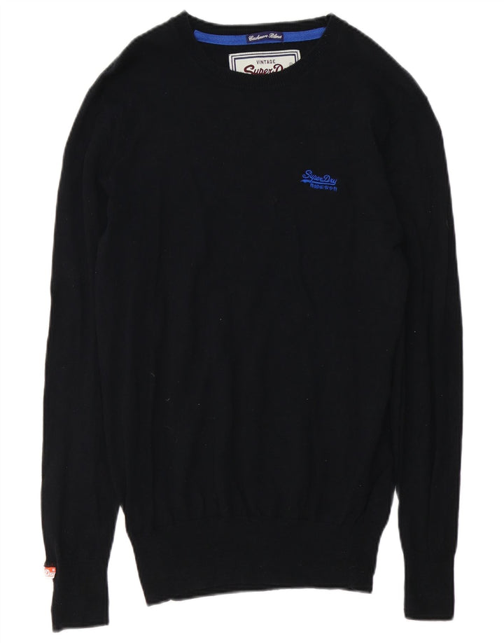 Superdry Herren-Pullover mit U-Boot-Ausschnitt, Mittelschwarzer Kaschmir