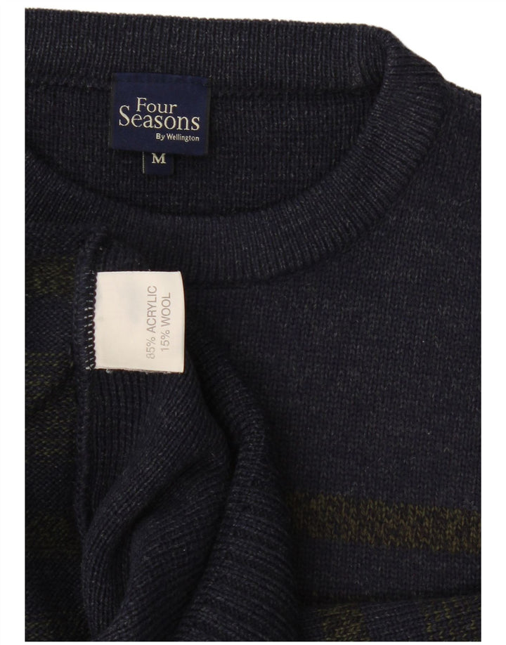 Four Seasons Herren-Pullover mit Rundhalsausschnitt, mittelgroßes Marineblau, gestreift, Acryl