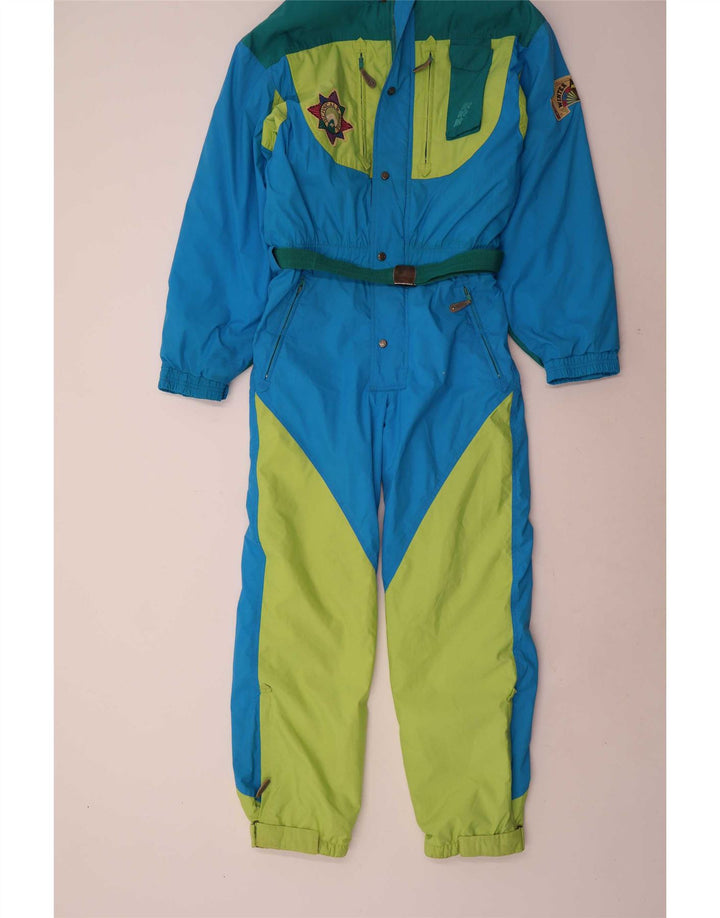 Vintage Herren Skioverall IT 48 Mittelblaues Colourblock-Nylon