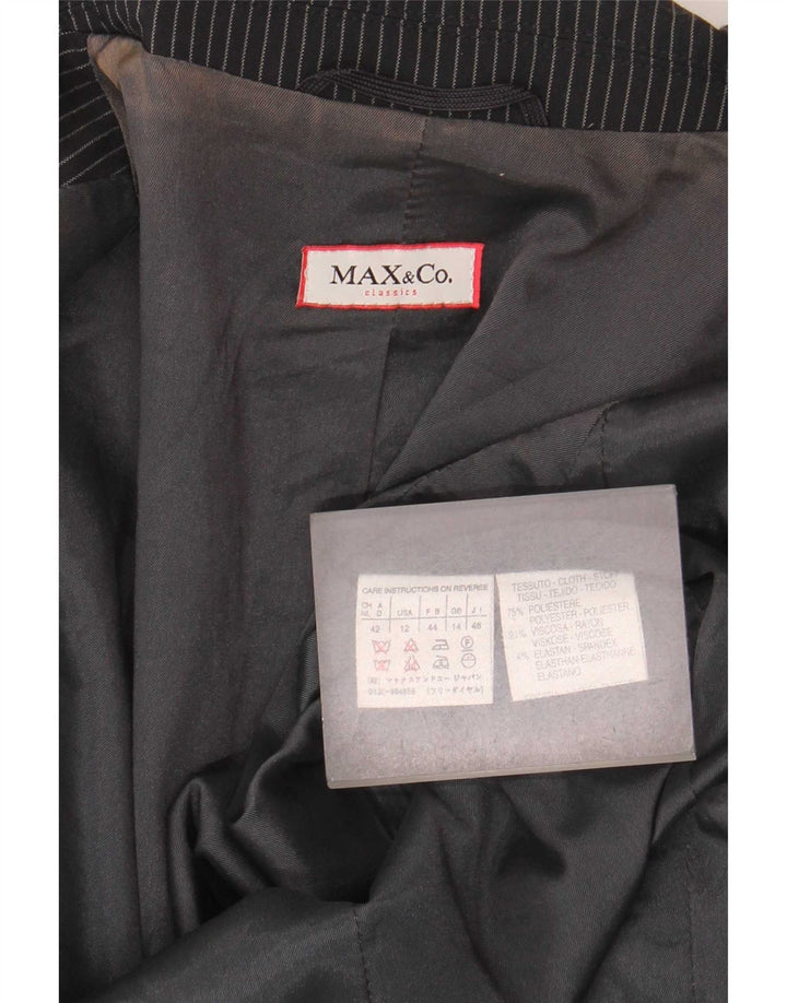 Max & Co. Damen-Blazerjacke mit 2 Knöpfen, Gr. 14, Größe L, Schwarz, Nadelstreifen