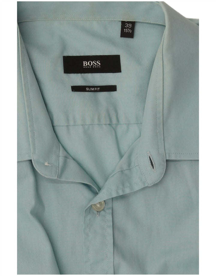 Hugo Boss Herren Slim Fit Hemd Größe 39 15 1/2 Mittelblau