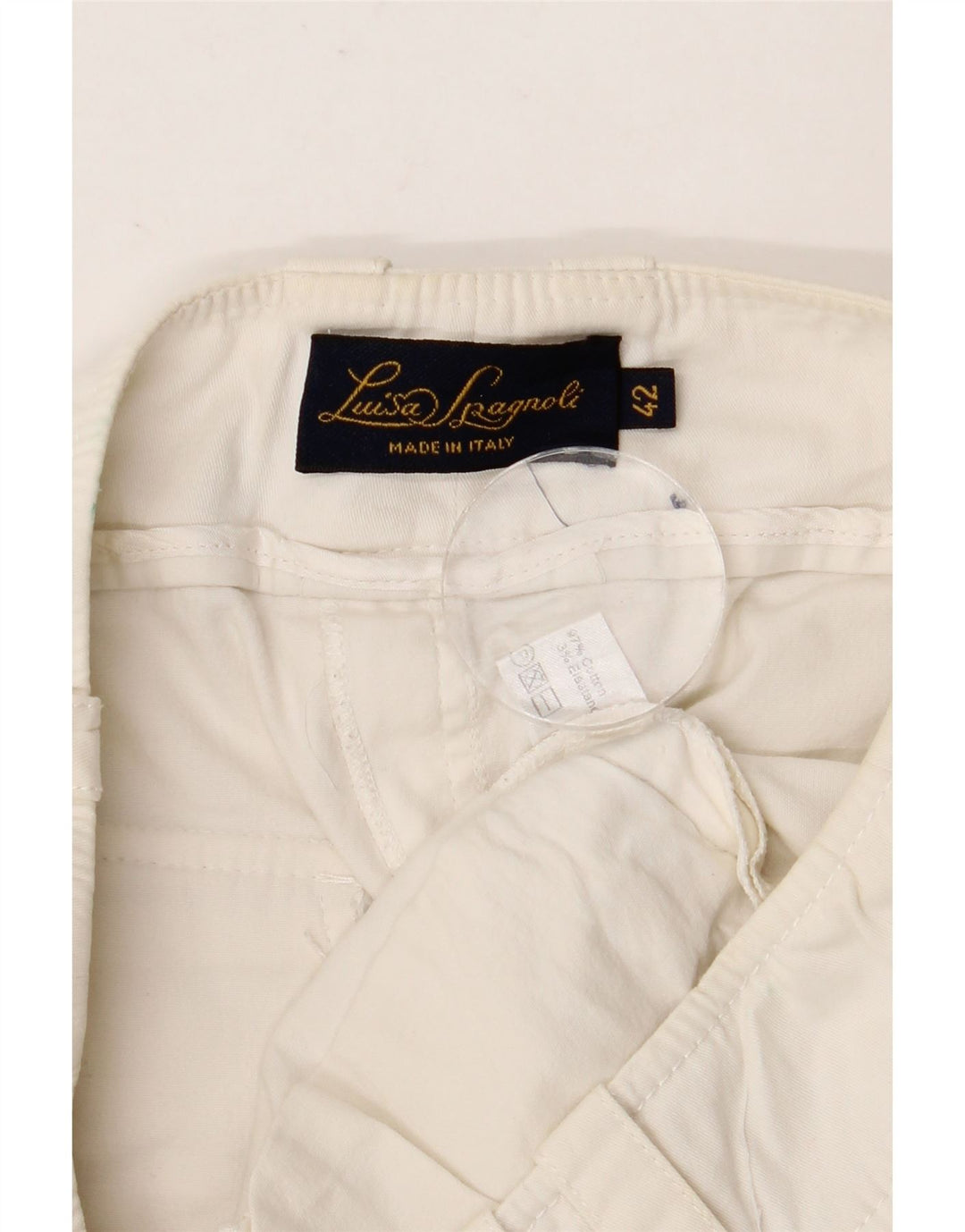 LUISA SPAGNOLI Gerade geschnittene Damenhose IT 42 Medium W30 L24 Weiß