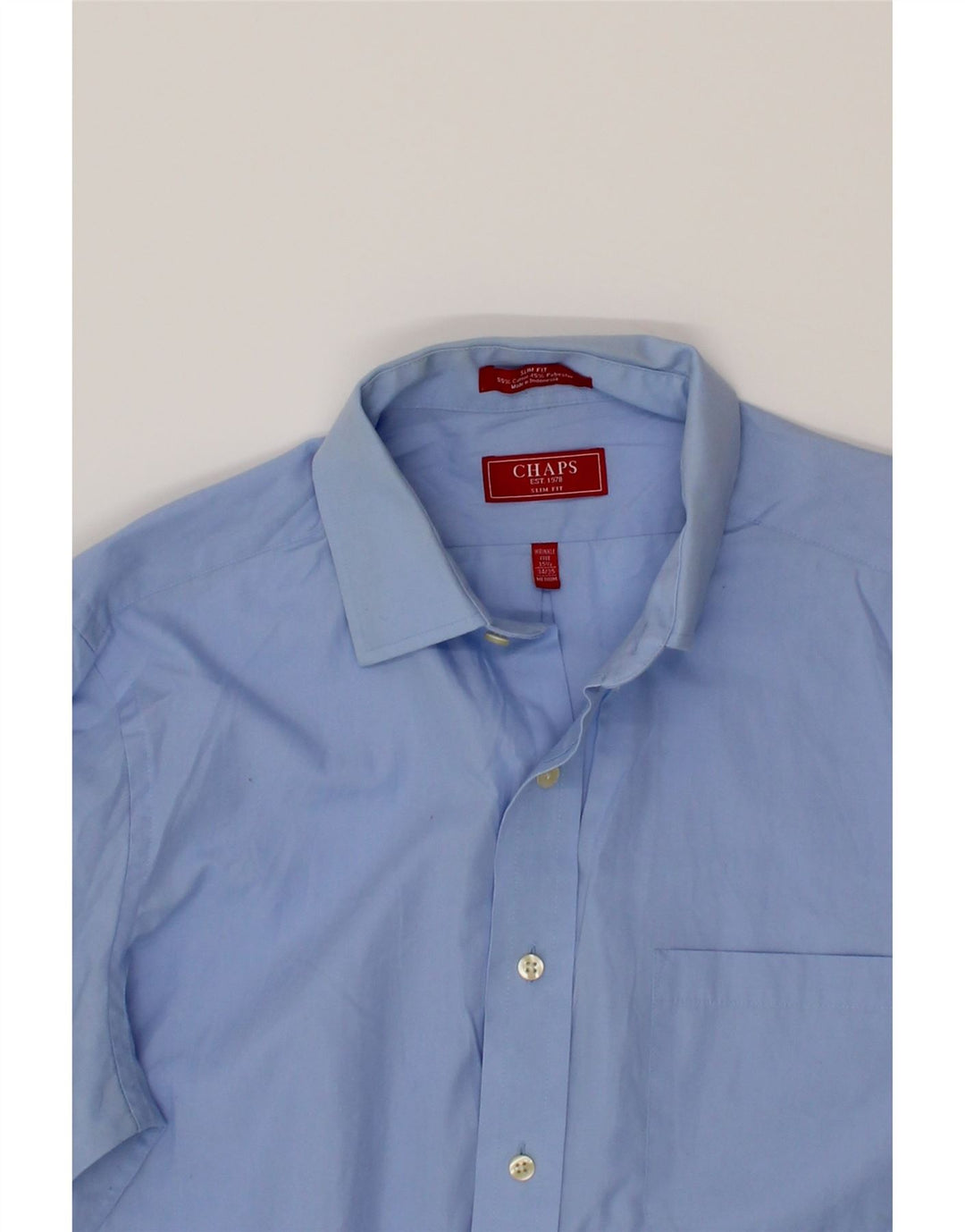 CHAPS Mens Slim Fit Shirt Size 15 1/2 Medium Blue Cotton Vintage Chaps and Second-Hand Chaps from Messina Hembry 
