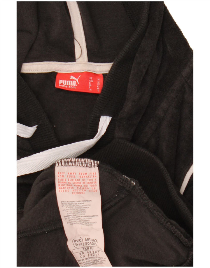 PUMA Damen Short Sleeve Velvet Zip Hoodie Sweater UK 12 Medium Schwarz