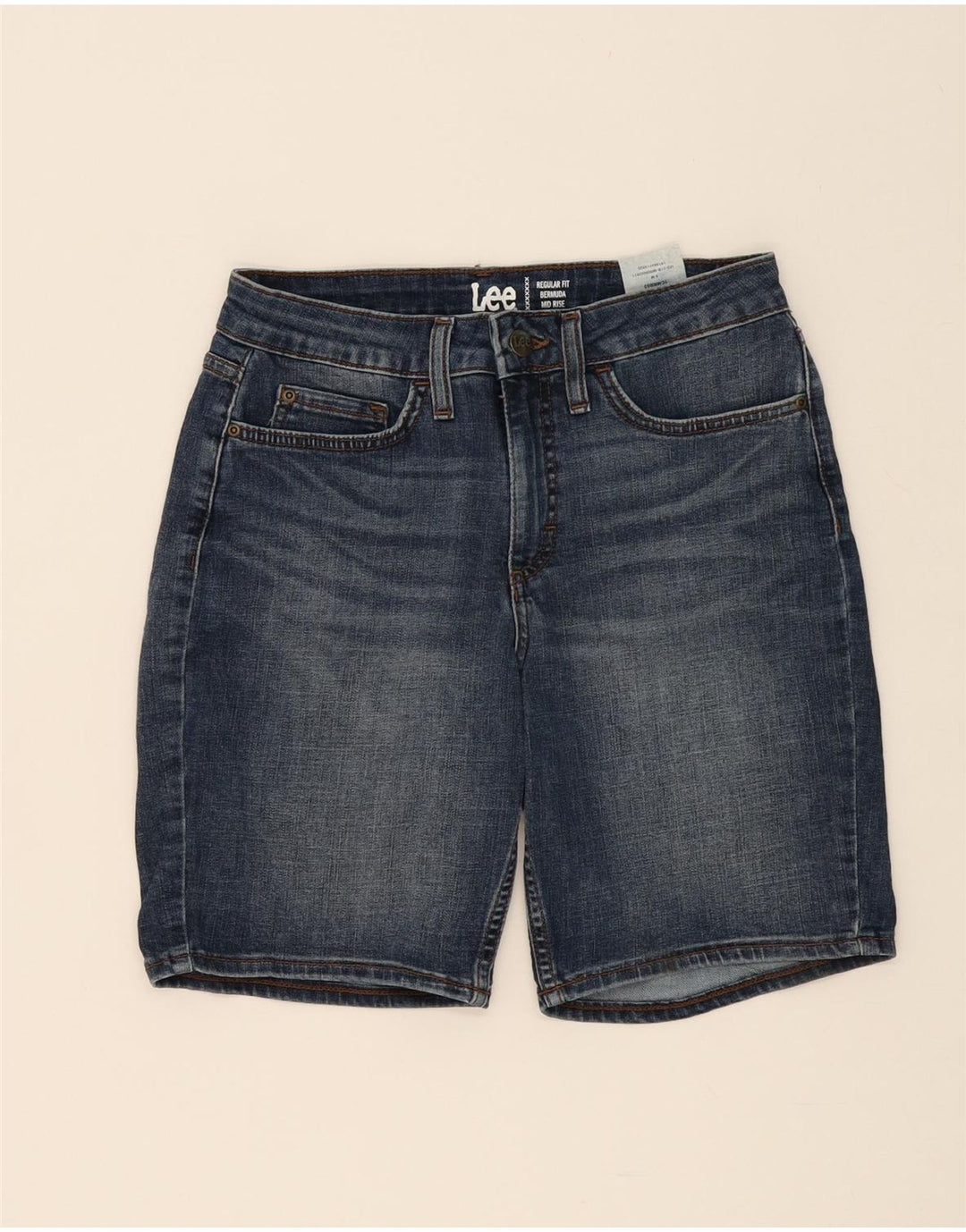 LEE Womens Regular Fit Mid Rise Bermuda Denim Shorts US 8 Medium W28  Blue Vintage Lee and Second-Hand Lee from Messina Hembry 