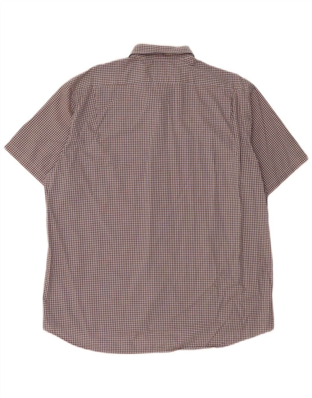 Lacoste Herren Kurzarmhemd Größe 43 XL Marineblaue Gingham-Baumwolle