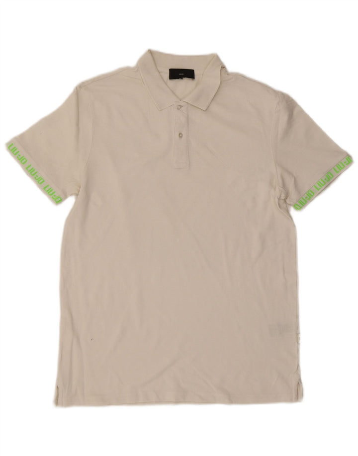 Liu Jo Herren-Poloshirt mit Grafik, groß, weiße Baumwolle